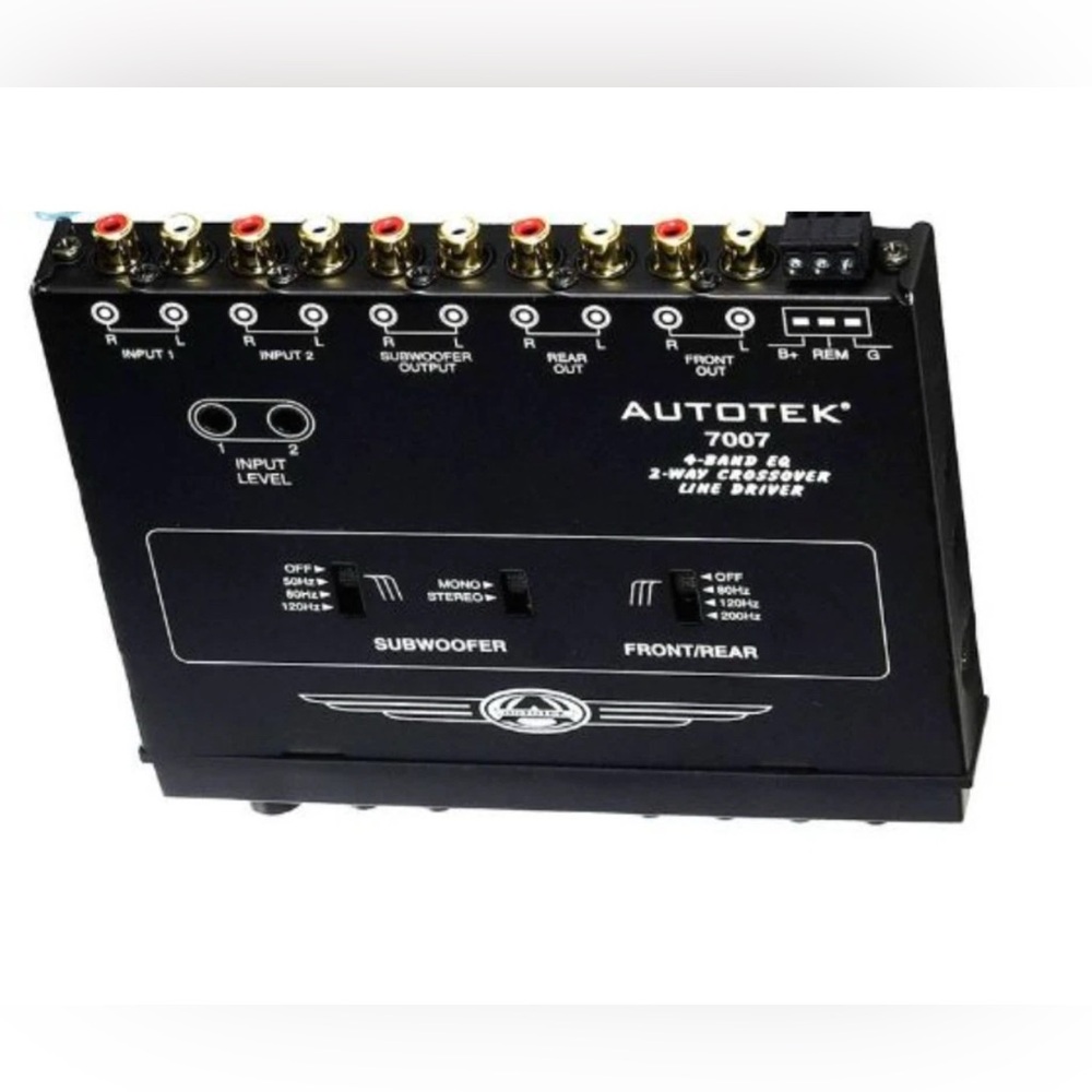 AUTOTEK 7007 4-Band Car Equalizer 2-Way Crossover Line Driver Subwoofer Control